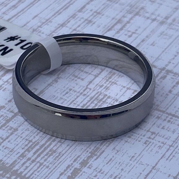 Men's Stainless Steel Ring Matte Stripe Chrome Edge size 10 - Picture 3 of 5